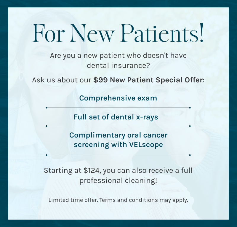 New patient dental special offer: $99 comprehensive exam, x-rays, and oral cancer screening in Orlando.